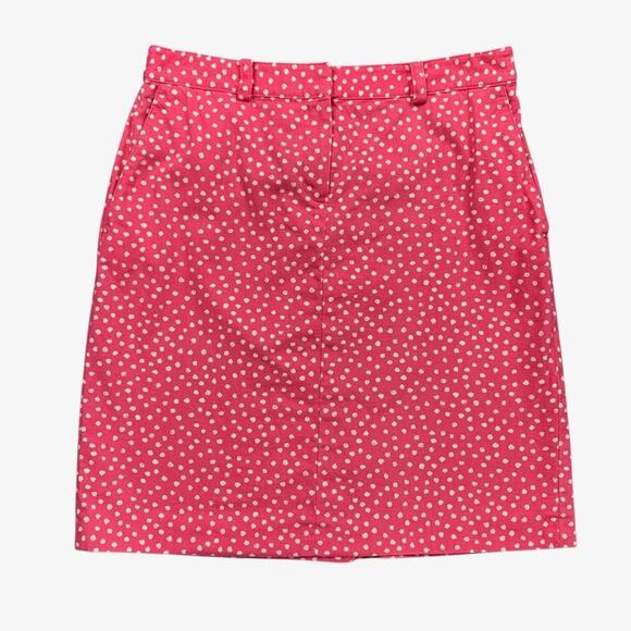 Brooks Brothers Skirt Womens 8 Hot Pink Polka Dot 346 Cotton Pencil Pockets - Picture 1 of 15
